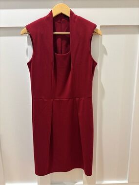 Sleeveless Berry Red Pencil Dress - Classic Women's Work Dress
